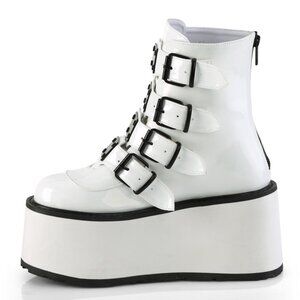Goth Hologram Metal Plate Platform Ankle Boots
